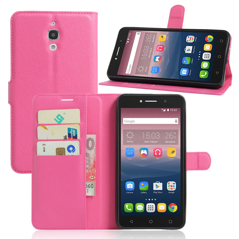 Модный кожаный чехол-бумажник с личи для Alcatel One Touch Pixi 4 3g 6 0 OT8050 защитный