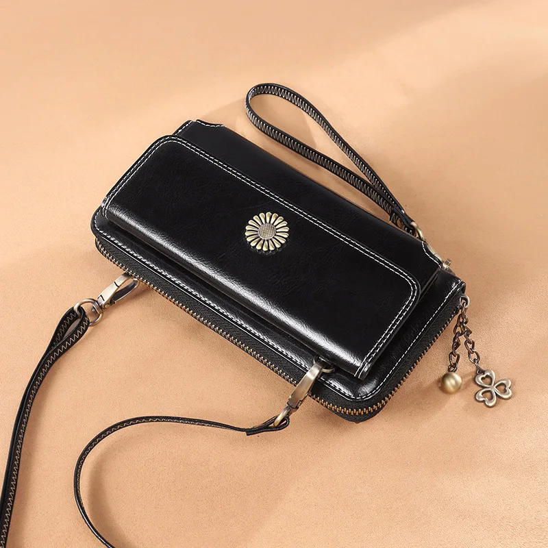 Кошелек женский 2019 новый корейский многофункциональный кошелек на молнии Дамская кожаная длинная сумка на плечо Наклонная Сумка