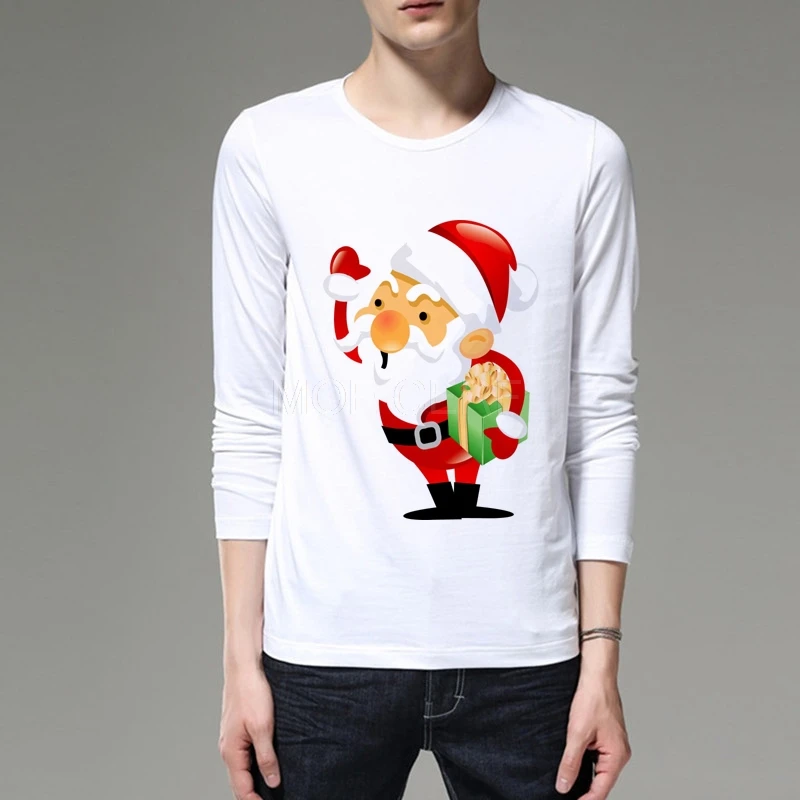 Рождественские мужские/женские футболки с длинным рукавом и 3D рисунком, рождественские мужские футболки с рисунком, повседневные брендовые топы, футболка "Merry Christmas"