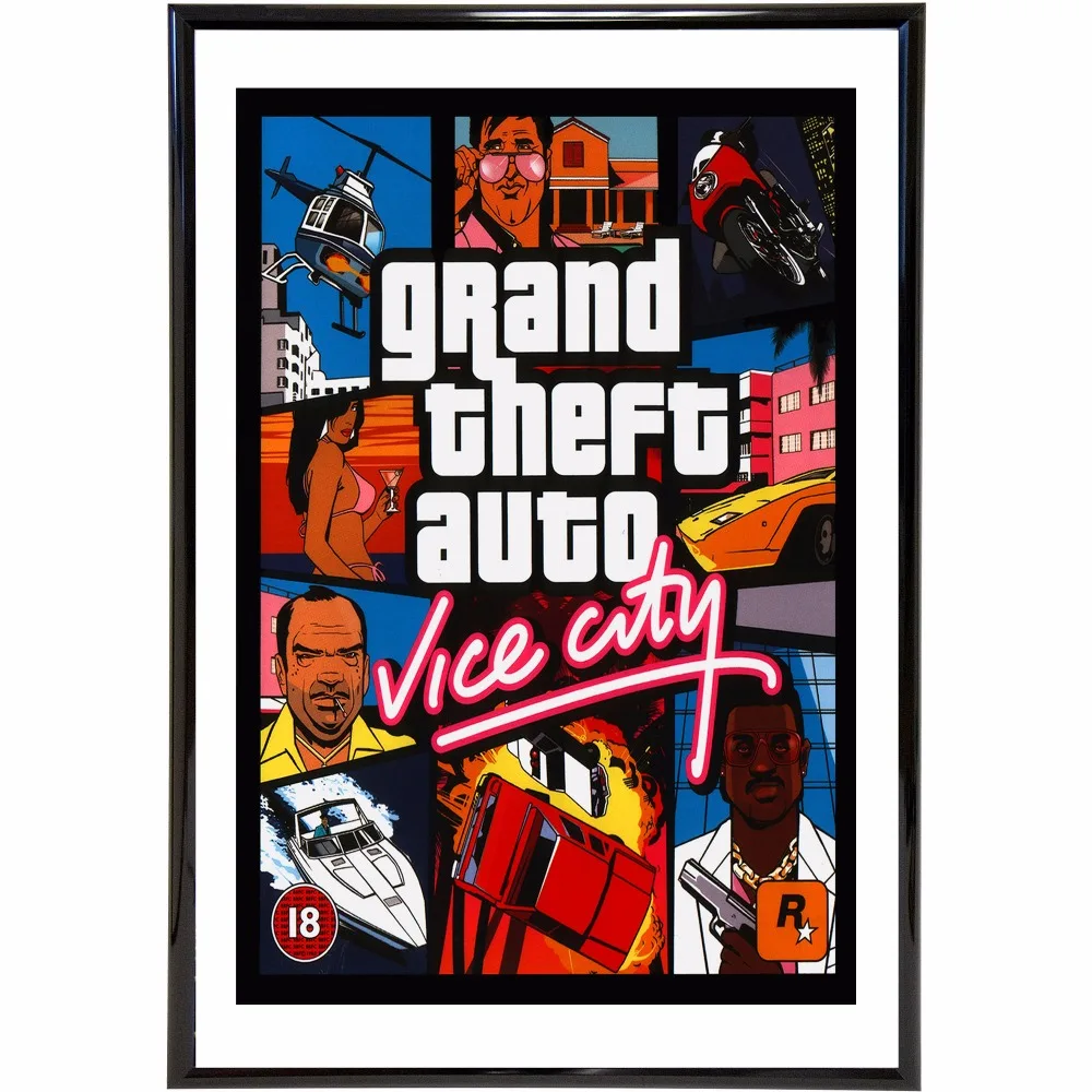 

GTA Vice City Modern Poster Art Wall Pictures Silk Fabric Printed Painting Room Decoration Home Decor No Frame