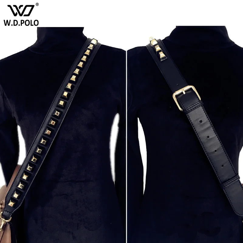 

WDPOLO Adjust Women Genuine Leather Bags Strap Rivet Handbags Belt Strap For The Bags Cow Leather Hot Sell Icon Bag Parts C546
