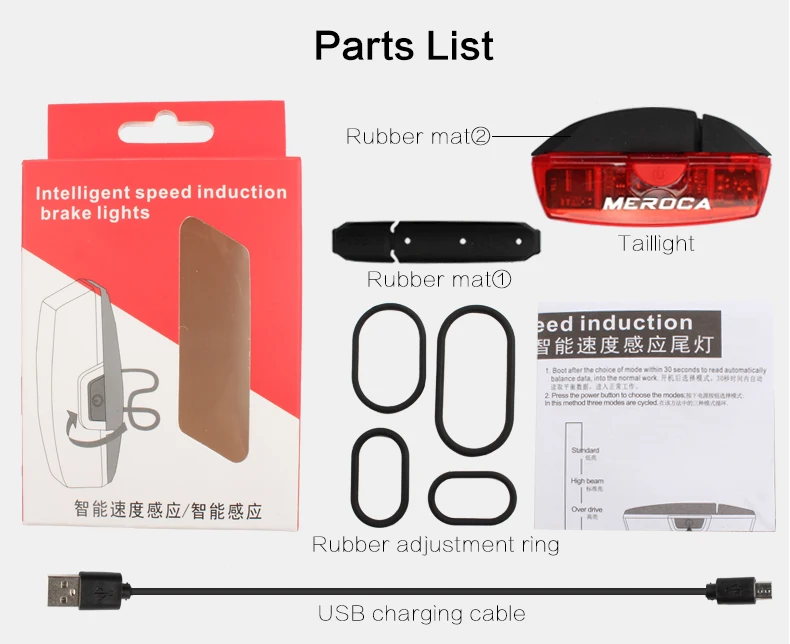 Top MEROCA Bike Bicycle Lamp100 LM Rechargeable LED USB COB Mountain Bike Tail Light Taillight MTB Safety Warning Bicycle Rear Light 5