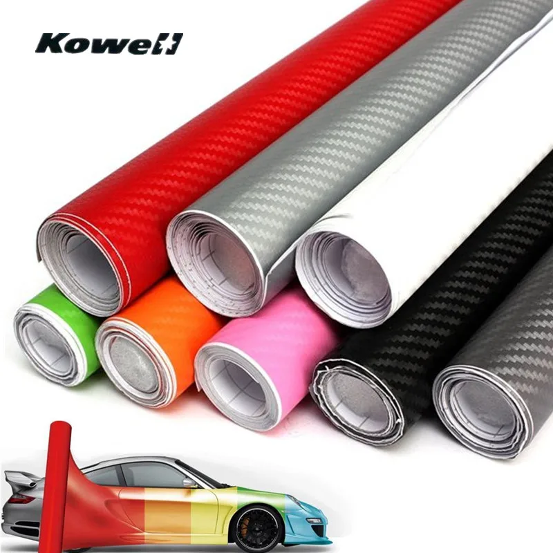 KOWELL 2M x 50 см красочные DIY блеск для губ 3D углеродного волокна ПВХ-Виниловая пленка