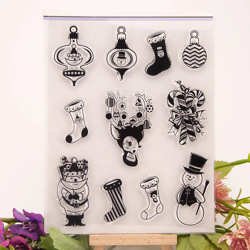 Christmas Gift Sock Deer Transparent Clear Silicone Stamp for Seal DIY Scrapbooking Photo Album Decorative Sheets | Дом и сад