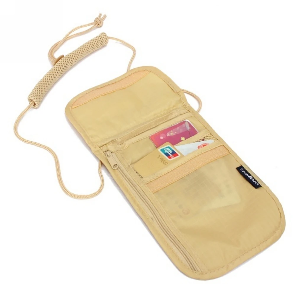 Противоугонная сумка для путешествий, паспорта, шеи, нейлоновый кошелек для телефона, сумка для мужчин и женщин, мини сумка через плечо, шейный кошелек, сумка для паспорта - Цвет: Khaki