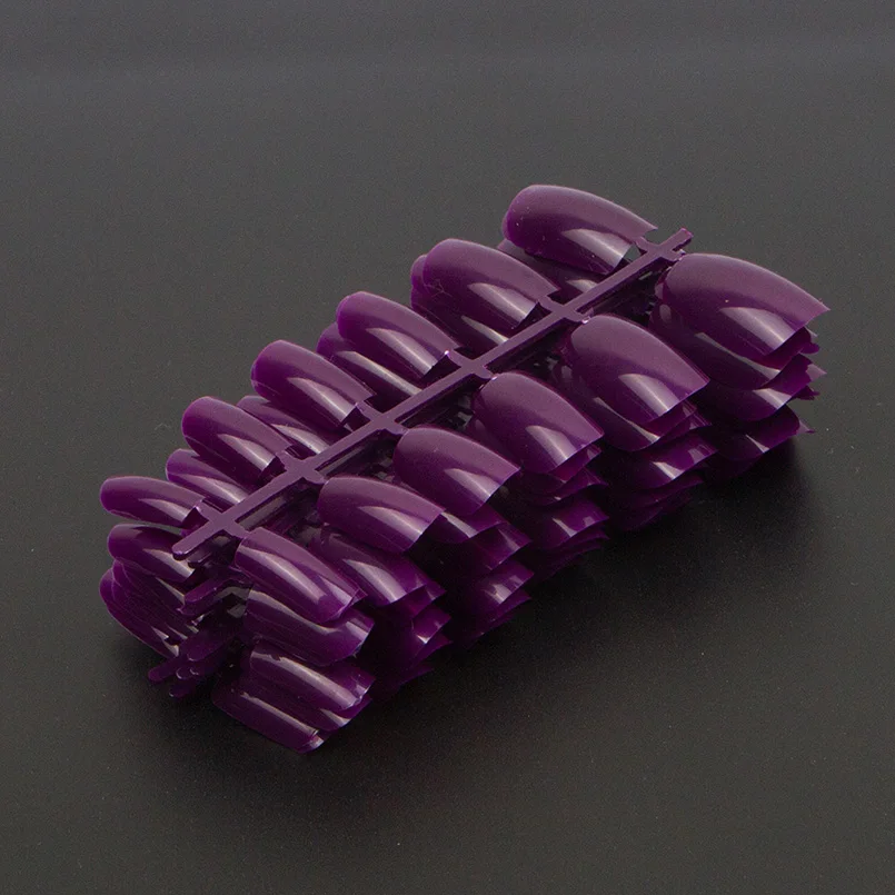 600 шт./упак. полное покрытие акриловый Фрезер для ногтей cо шлифовальными наконечники квадратный Форма накладные ногти 10 размеров Короткие накладные ногти, накладные ногти дизайна ногтей - Цвет: Dark Purple