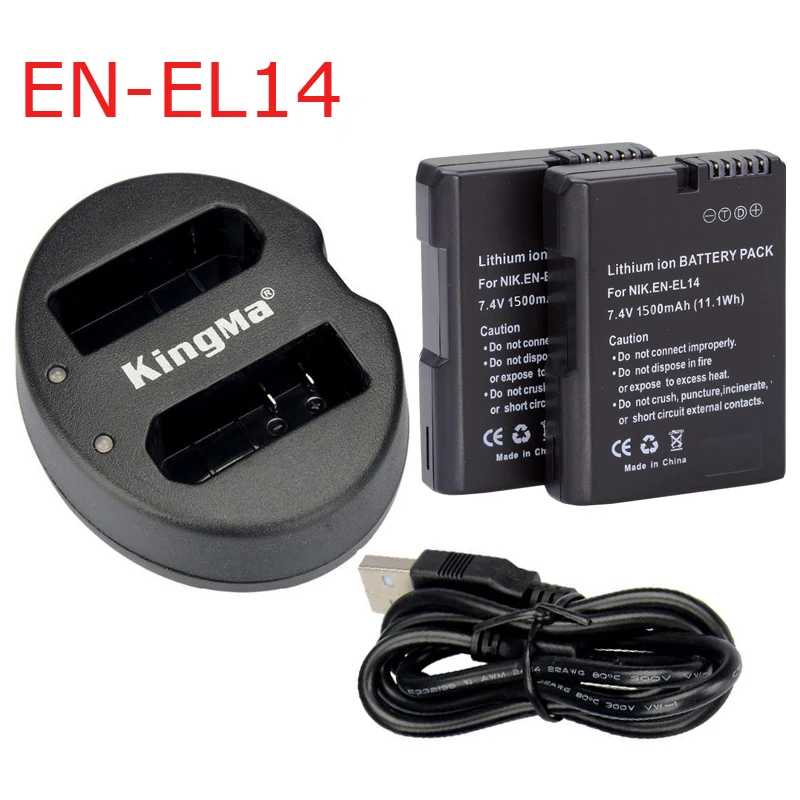 Kingma en-el14a en-el14 en en14  usb    + 2 .  nikon  d5500 d5300 d3300 d5100 d5200 d3100 d3200