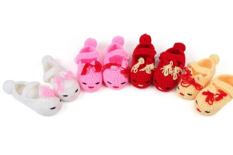 10 пар/лот; Новинка; милая обувь для маленьких мальчиков и девочек с 3D рисунком кролика; ручная вязка с мягкой подошвой для малышей; детская обувь для кроватки; 11 см - Цвет: Многоцветный