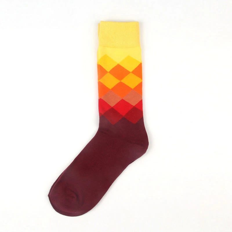 

Pretty Plaid Geometric Patterns Men Male Cotton Long Socks British Style Gradient Color Socks 2997