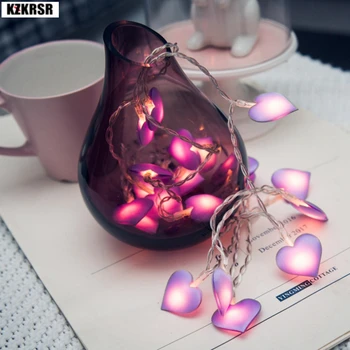 

KZKRSR 20Leds Romantic Pink Love Heart String Lights Battery Operated Fairy Lights for Home Birthday Party Wedding Decoration