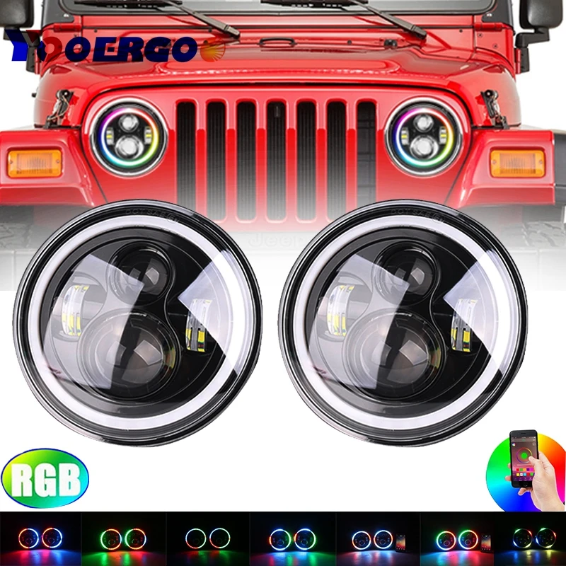 

Recently Launched Car Accessories 7" Angel Eye Halo Self-Driven/Automatic RGB Headlights For Jeep Wrangler JK TJ LJ Hummer H1 H2