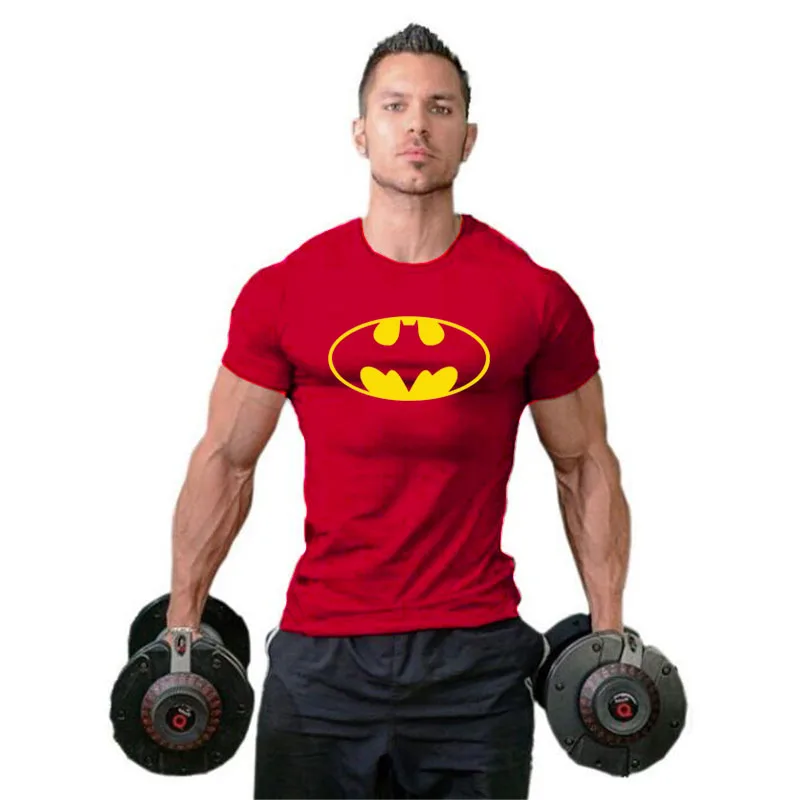 

Batman Mens Tshirts Muscle Brand Fitness men Bodybuilding Workout Clothes Cotton gyms Sporting T Shirt Men plus size tops