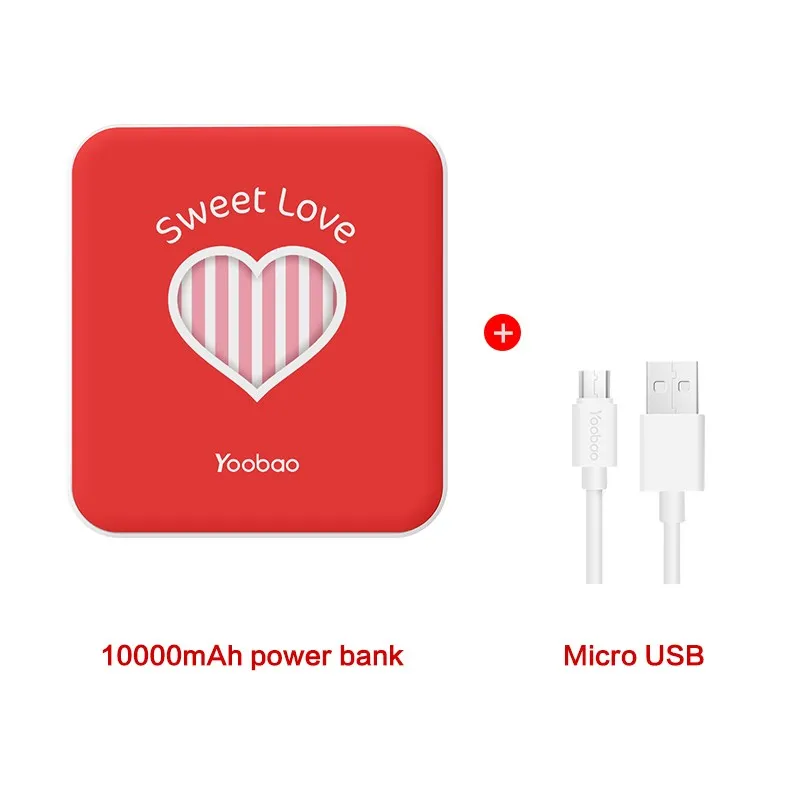 Yoobao милые Мобильные аккумуляторы 10000 мАч Для Сяо Mi Ми 2 USB Малый pover Bank Мини Портативный внешний Батарея повербанк для iPhone 6 5 4 - Цвет: sweet love