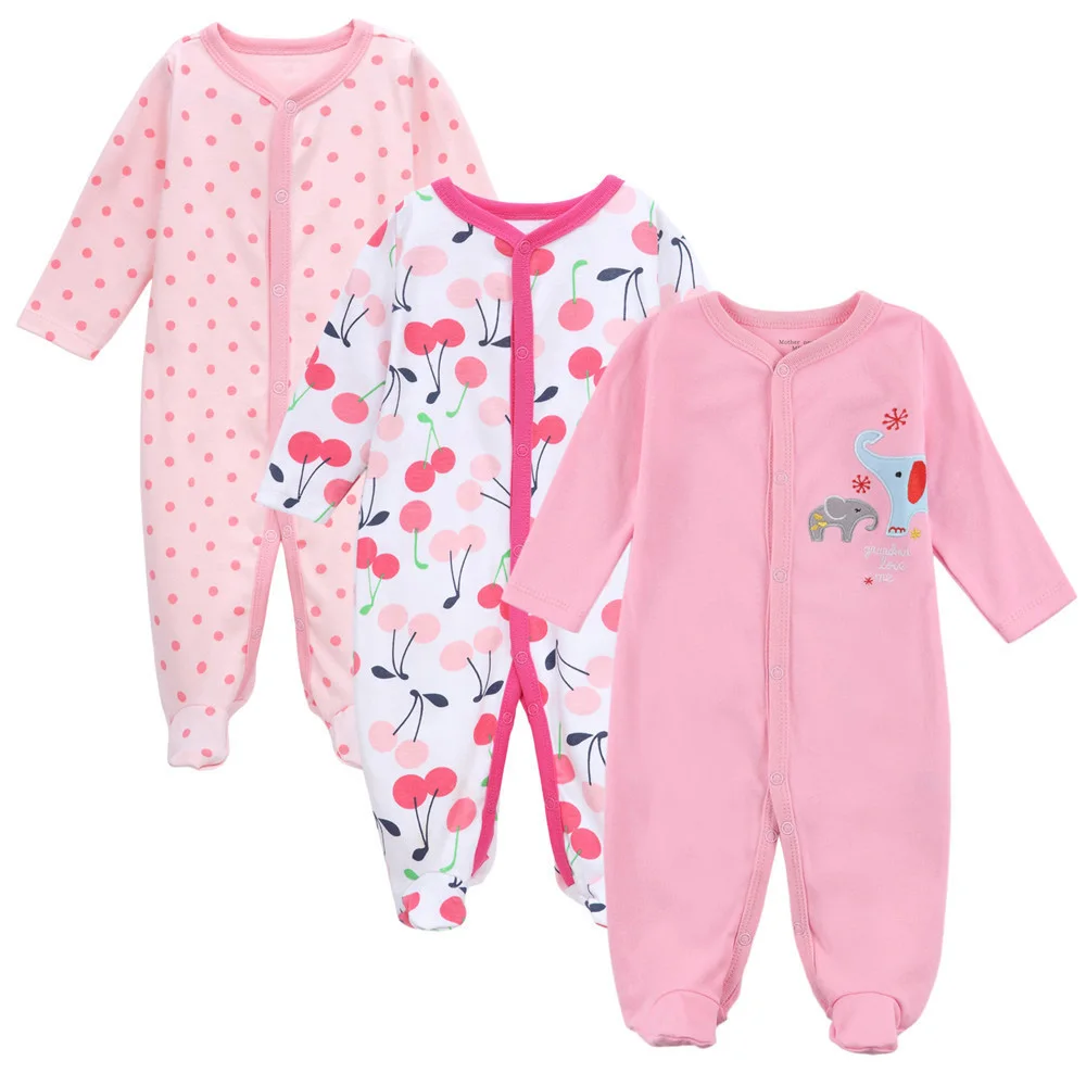 

3 PCS/LOT Baby Rompers Soft Cotton Baby Clothes Cartoon Printed Thick Climbing Newborn Winter Clothes for Girl Clothes 0-12M