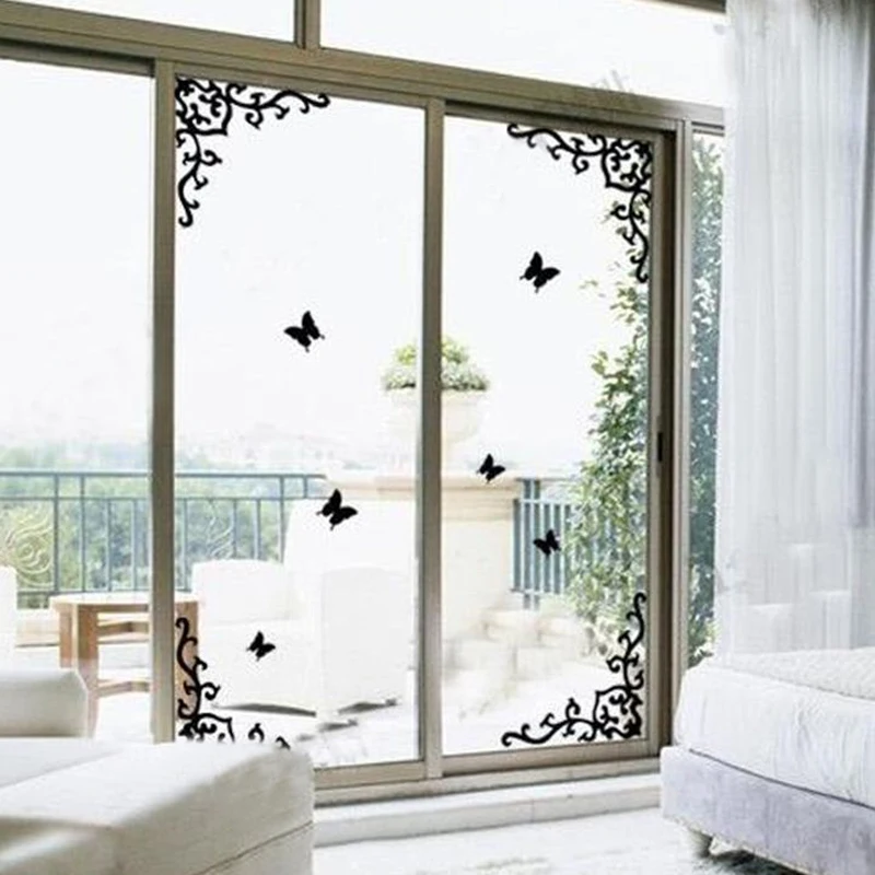 Beautiful Vine Corner Stickers Mirror Decoration Fashion DIY Home Shop Showcase Glass