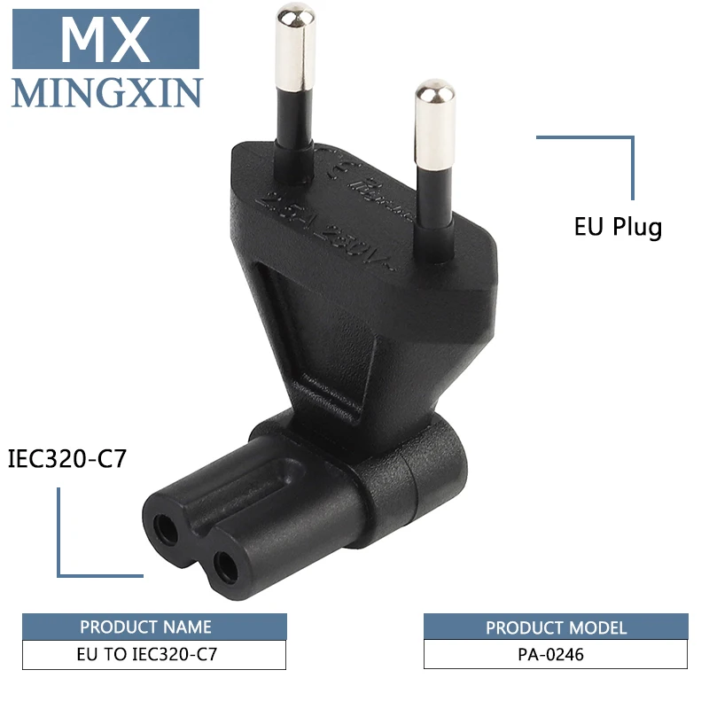 

EU Conversion Card for IEC320 C7 , European 2 Pins for IEC 320 C7 Right Angle AC Adapter