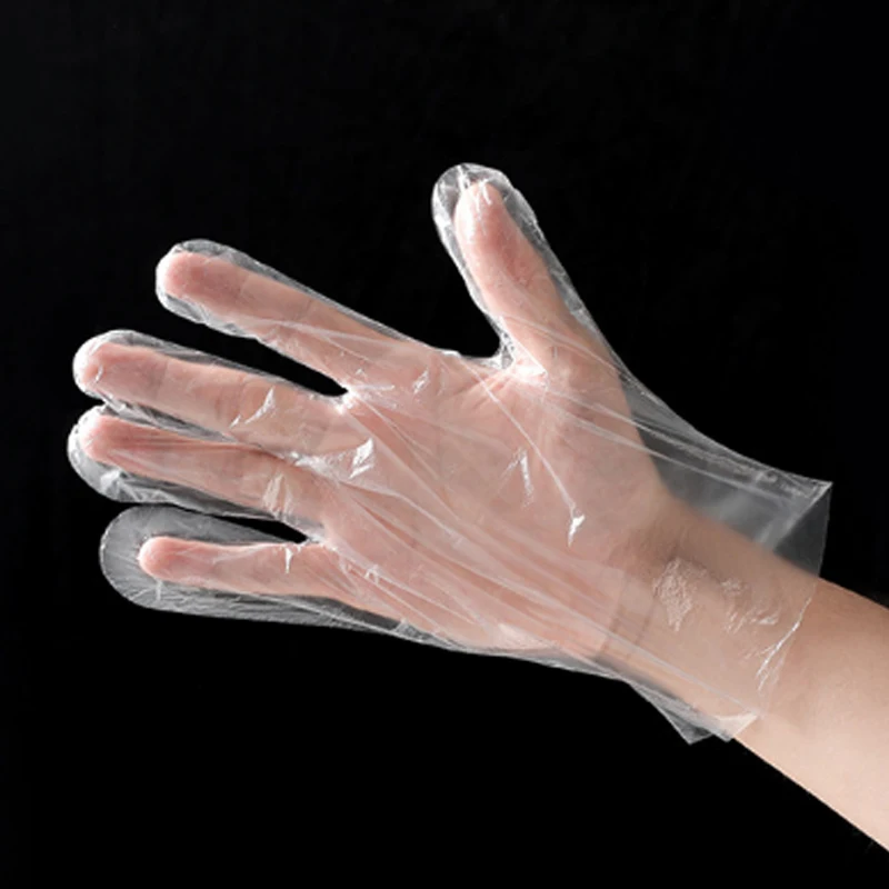 

100pcs/Lot Disposable Food Gloves One-off Plastic Gloves Restaurant BBQ Eco-friendly Hotel PE Gloves Kitchen Garden Accessories