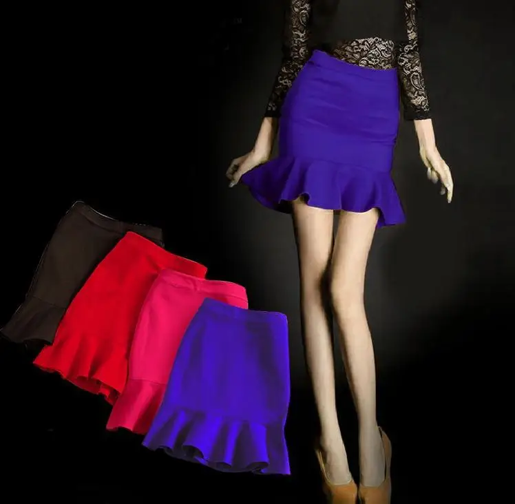Женская новая модная мини-юбка с милыми оборками, юбка-карандаш с русалочкой, женская модная юбка,, Прямая, большие размеры