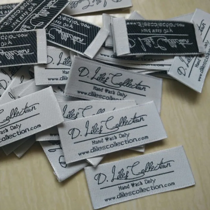 custom shop name top quality end folded italic ivory white tags