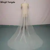 Mingli Tengda Bling Bling Bridal Veil Lace Luxurious Veils One Layer 3 M Long Wedding Veil Elegant Lady Cathedral Veil with Comb