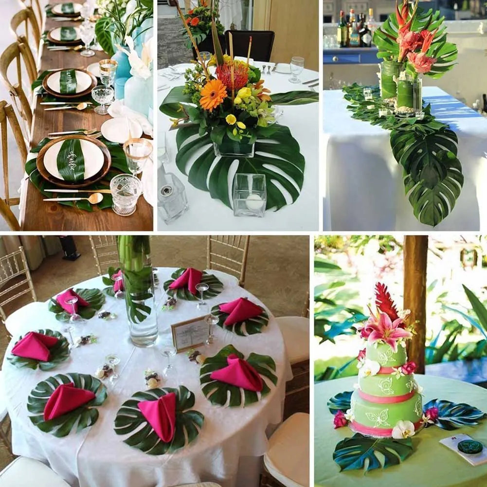 12pcs Artificial Tropical Palm Leaves for Hawaii Luau Party Decorations