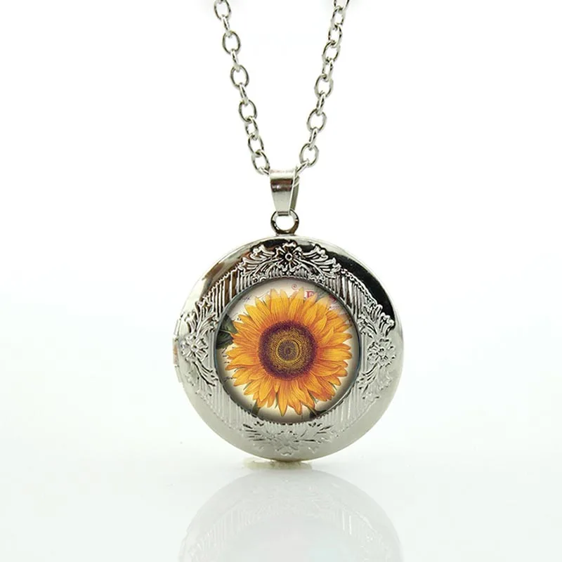 

Sunflower Necklace Bright Silver or Antique Bronze Pendant, Keychain, Unique, Jewelry Handmade locket pendant jewelry N485