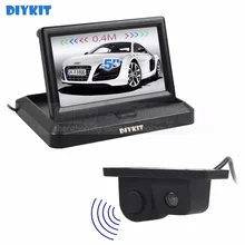 DIYKIT 5 Inch Foldable Car Monitor Rear View Monitor Parking Radar Sensor 2 in 1 Car Camera Parking System