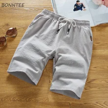 Шорты мужские эластичные на талии для отдыха средней длины свободные до колена мужские s однотонные простые универсальные удобный дышащий хлопок короткие мужские