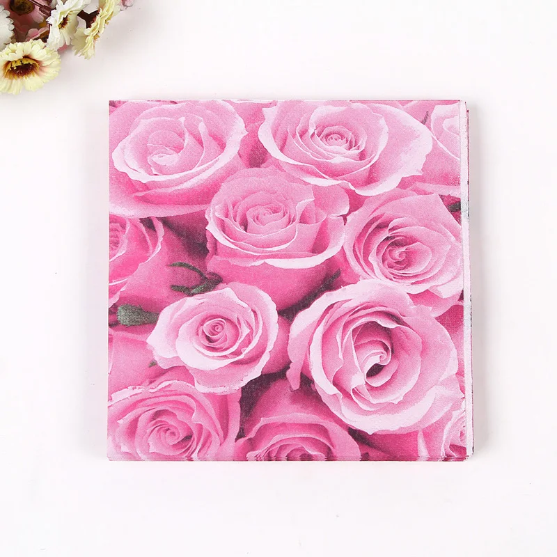20pcs rose flower design printed paper napkin placemats flower paper placemats