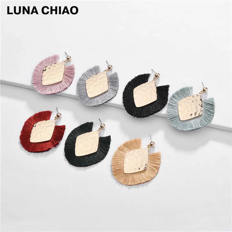 

LUNA CHIAO 2019 Fall Style Jewelry Earring Bohemian Boho Fringed Tassel Bib Statement Earrings Bijoux for Women