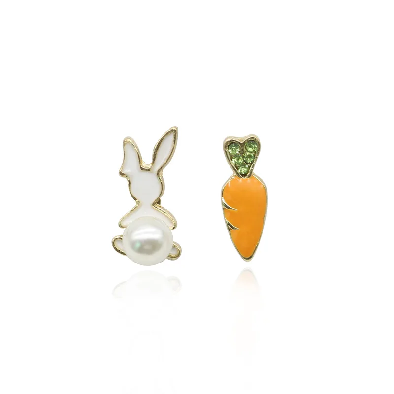 

Cute Enamel Bunny Rabbit Carrot Stud Earrings for Women Creative Cartoon Simulated Pearl Earrings Gifts Girl Kids Bijoux