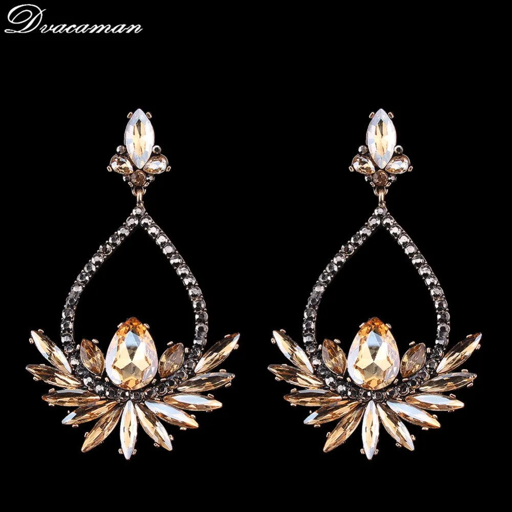 Dvacaman модный роскошный с кристаллами серьги Для женщин макси утверждающий Кулон Серьги Брошь маленький цветок из прозрачного хрусталя Jewelry