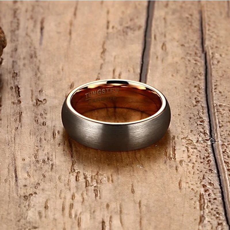 Meaeguet 6MM Wide Rose Gold Color Tungsten Carbide Wedding Band Rings For Women Matte Finished Jewelry USA Size 7-12