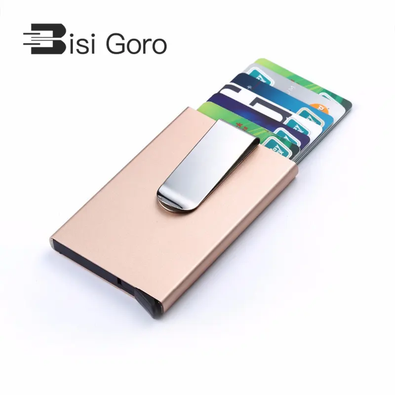 BISI GORO Metal Business Card Case Fashion Simple Credit Holder Rfid Anti-theft Brush Protective Cover | Багаж и сумки