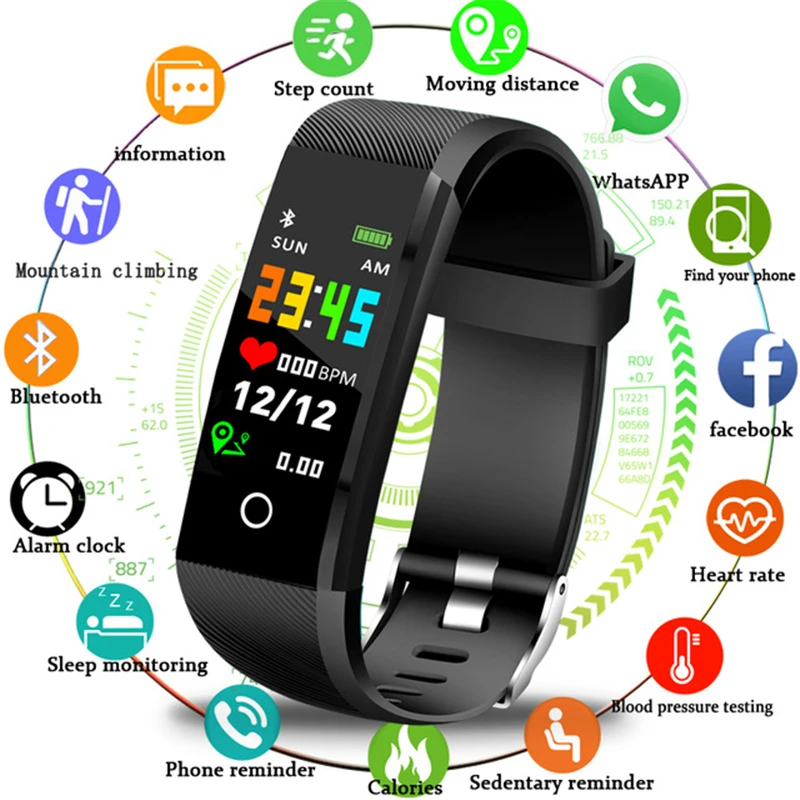 

BANGWEI 2019 New Smart Bracelet Heart Rate Blood Pressure Monitor Smart Wrist Fashion Sport Fitness Tracker Pedometer Smart Band