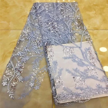 

VILLIEA African Laces Fabrics Embroidered nigerian Sequins French Navy Blue Lace Fabric High-quality African French Net Lace
