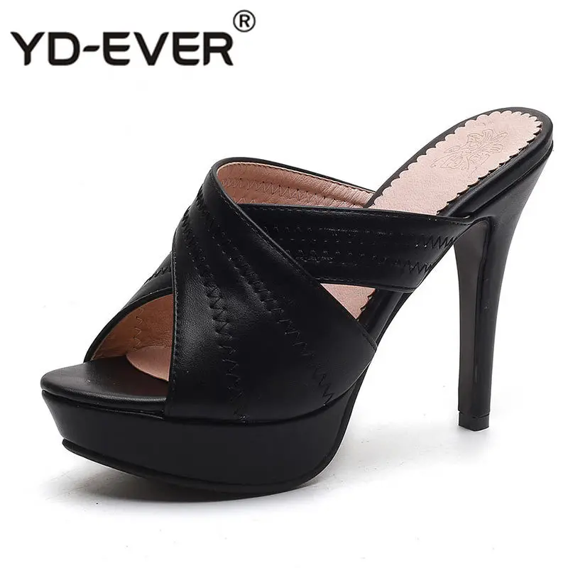 

11cm Thin High Heel Women Sandals Sexy 2018 Women Shoes Plus Size 33-43 Black Slip on Flip Flop Woman Shoes LT222