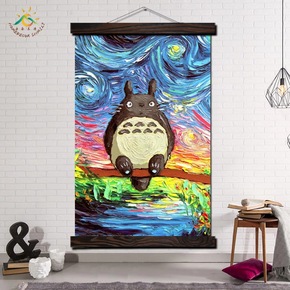 

Totoro Art Starry Night Giclee print van Gogh Modern Wall Art Print Pop Art Posters and Prints Scroll Canvas Painting Pictures