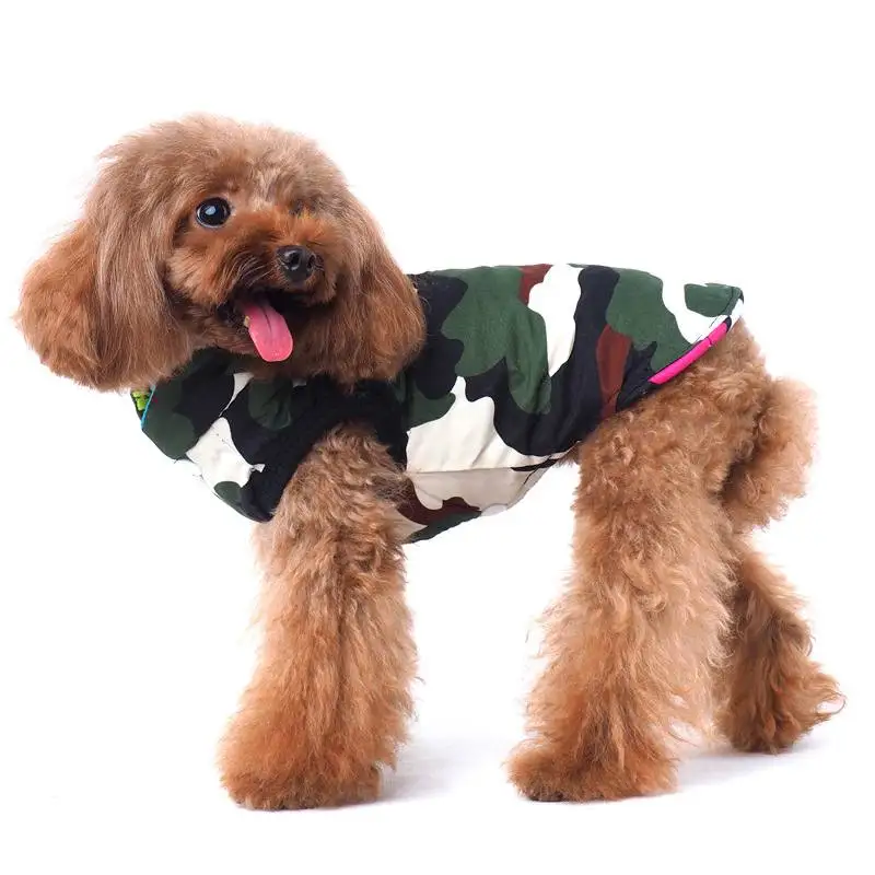 Куртка в армейском стиле для собак, утолщенная удобная толстовка с капюшоном, двухслойная жилетка для питомцев, хлопковая ткань для чихуахуа, товары для осени и зимы