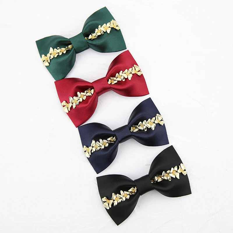 

free shipping new fashion casual men's male Original metal accessories bow tie men women wedding groom groomsmen gold plated