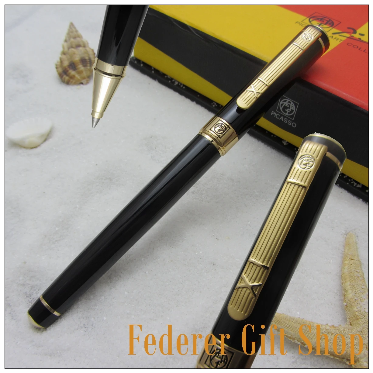 Caixa de Metal Presente do Negócio de Luxo Picasso Real P902 Série Cavalheiro Ágata Vermelha Caneta Roller Ball Caneta Esferográfica Caneta 11 Canetas esferográficas