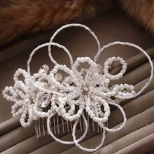 Европейский ручной работы Жемчуг Волосы расческа свадебный головной убор Свадебные украшения для волос