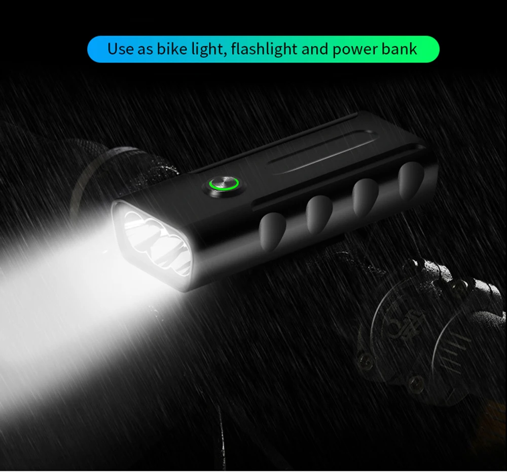 Perfect USB Rechargeable Bicycle Light 3 Mode Bike Lights Waterproof Headlight Cycling Lamp Built-in 5200mAh Power Bank & Taillight 2