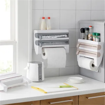 

Kitchen Roll Dispenser Cling Film Tin Foil Towel Holder Rack Wall Mounted USA