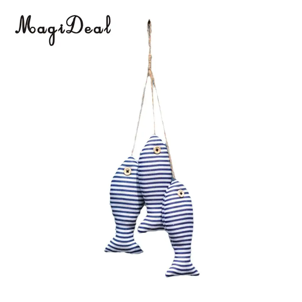 6x Mediterranean Style Hanging Cotton Fish for Seaside Lodge Home Party Restaurant Decoration