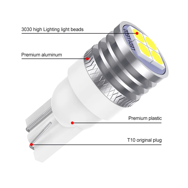 GrandEver 2 шт. 194 W5W T10 светодиодный 3030 4SMD лампочки Canbus белый для Авто Клин просвет лампа багажника Автомобильные стояночные огни ошибок 12V