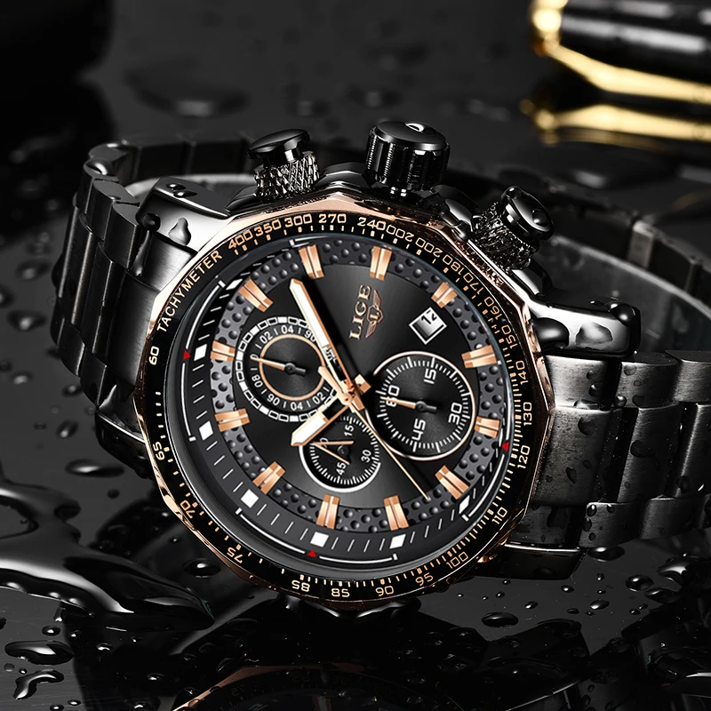 2019 New LIGE Mens Watches Top Brand Luxury Men's Waterproof Military Sports Watch Men Full Steel Q