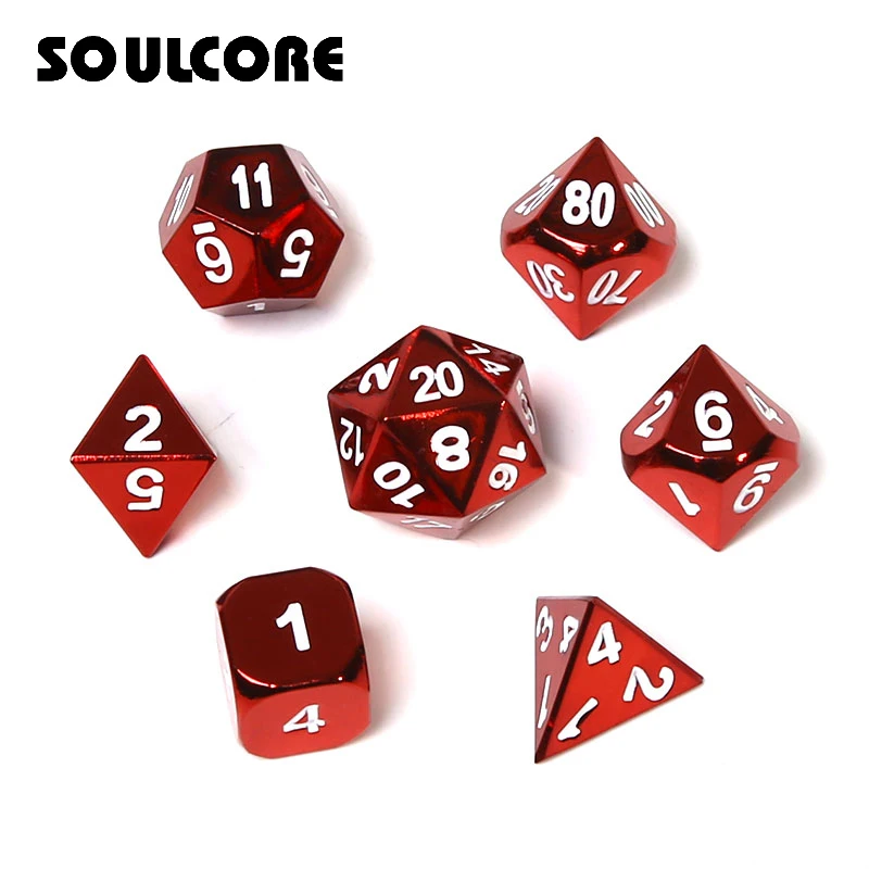

d&d rpg metal dice set dnd polyhedral solid dungeons and dragons digital red dices table games Zinc alloy pattern d20 12 6 8 10