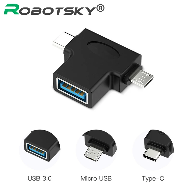 Адаптер OTG для телефона 2 в 1 преобразователь Micro USB и Type C 3 0 кабель зарядки