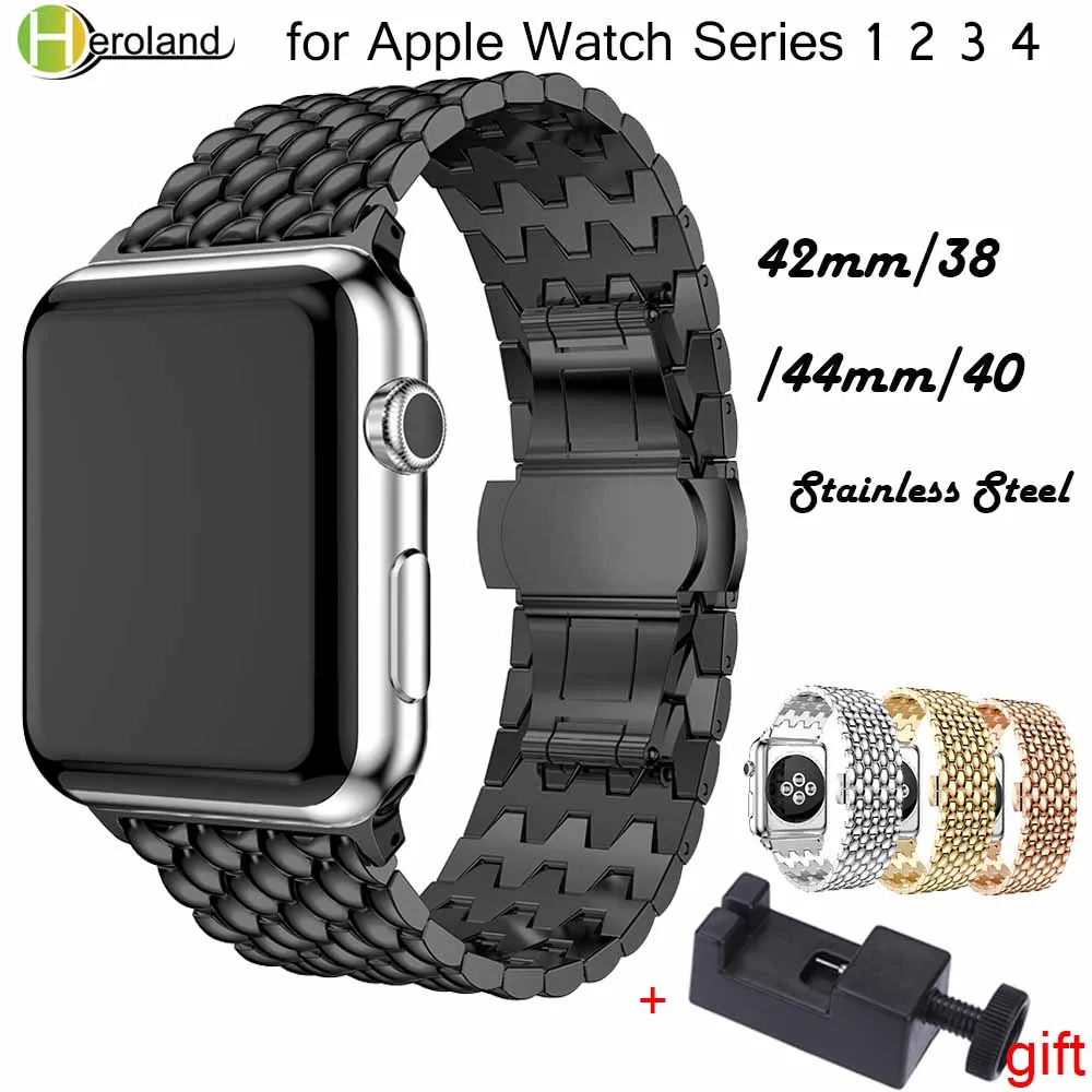 Металлический деловой ремешок для часов Apple watch 40 мм 44 38 42 iWatch series 1 2 3 4 браслет из